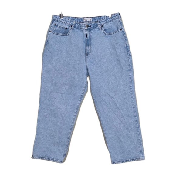 Abercrombie & Fitch Curve Love Jean Women 33 / 16R Light Blue High Rise Cropped - Picture 1 of 16